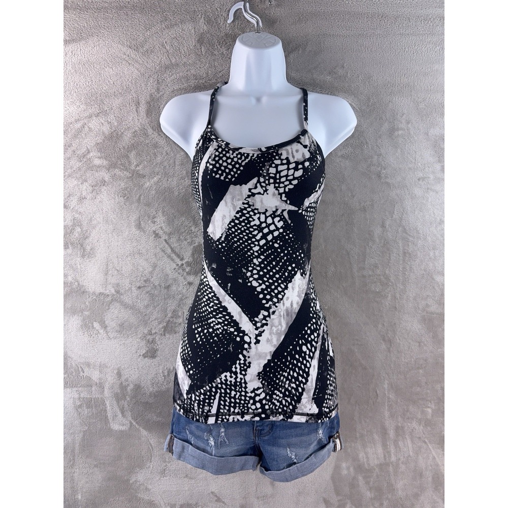 Lululemon Power Y Tank Top Womens Size 4 Black White Geographic Performance